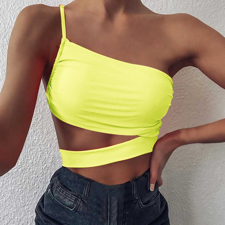 Dame Asymmetrisk Cutout Crop Top Stilla