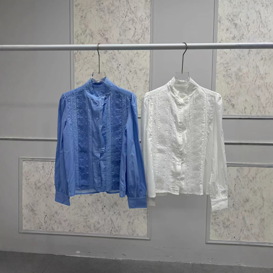 Damebluse med elegante spidsdetaljer og casual snit Stilla