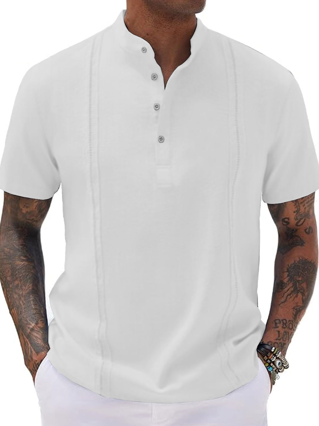 Herrer Poloshirt med moderne knapliste-design og åndbar struktur Stilla