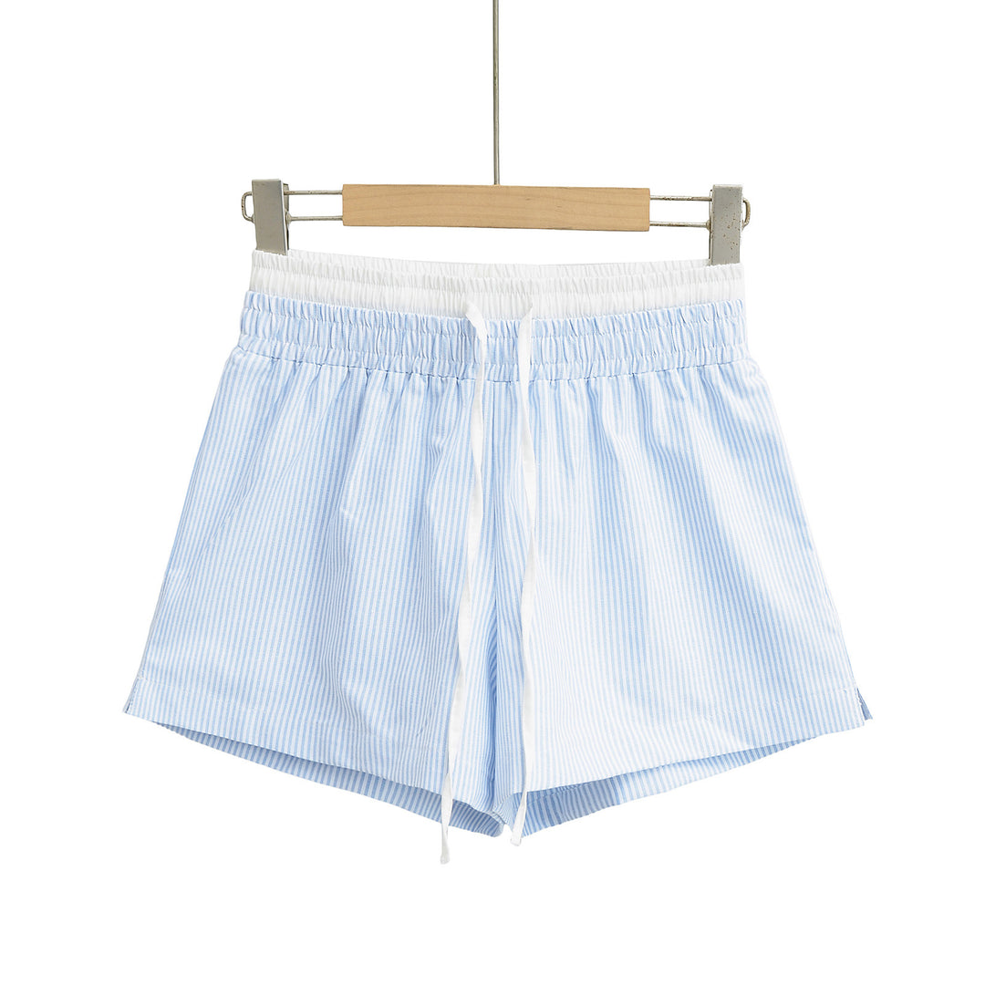 Dame sporty shorts med elastisk talje og dekorativ snor Stilla