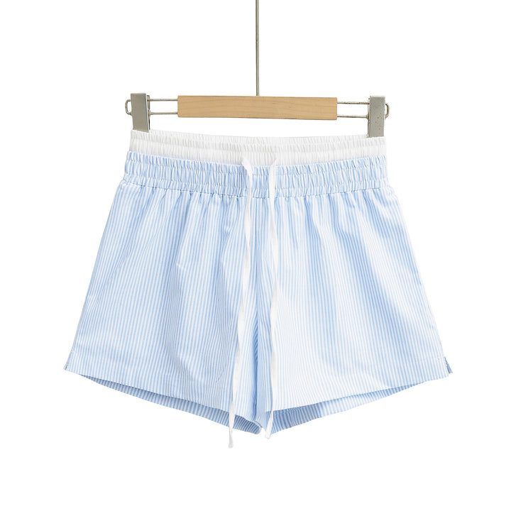 Dame sporty shorts med elastisk talje og dekorativ snor Stilla
