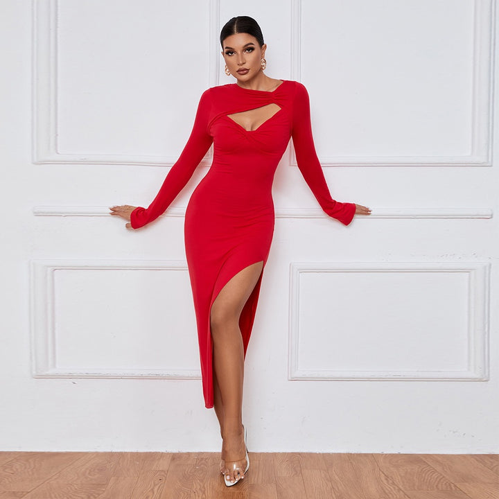 Dame Elegant Cut-Out Høj-Split Kjole Stilla
