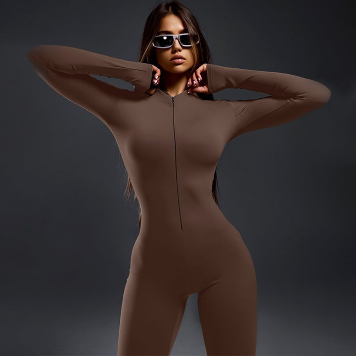 Damer figurformet Langærmet jumpsuit med moderne lynlås Stilla