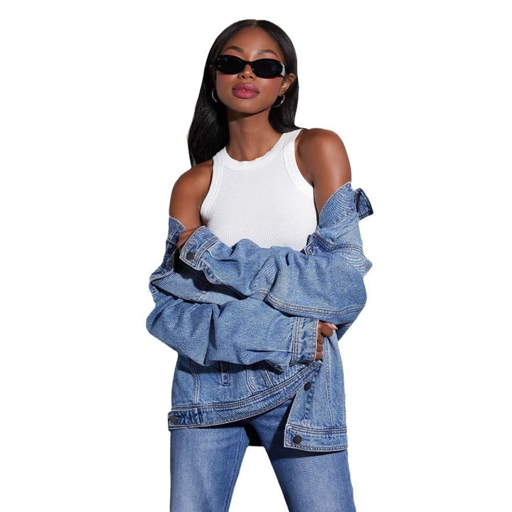 Dame Oversized Denimjakke med moderne detaljer Stilla