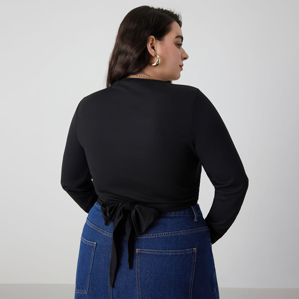 Dame Crop-top med asymmetrisk cut-out og lange ærmer Stilla