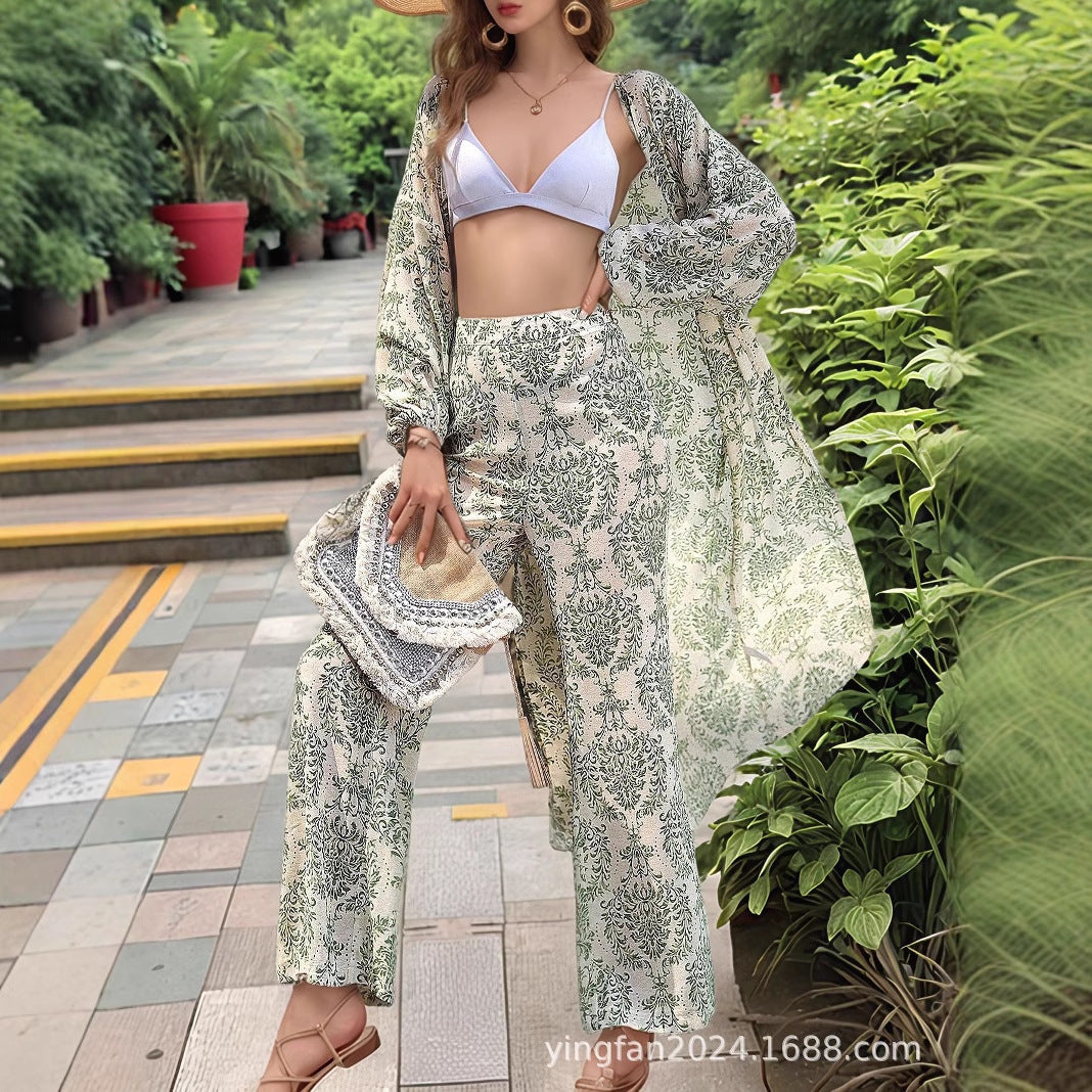 Dame Floral Print Resort Sæt Stilla