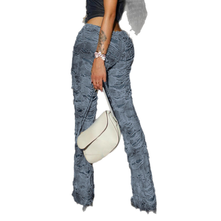 Dame Flared Jeans med trendy Destroyed-detaljer Skovae