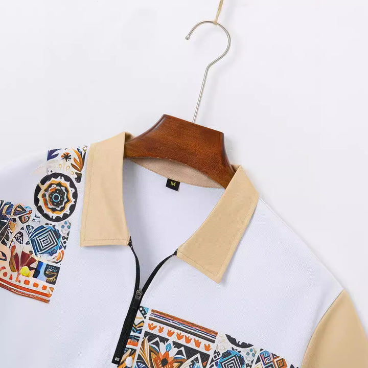 Herrer sporty kortærmet skjorte og shorts-sæt med dekorativt design og åndbare materialer Stilla