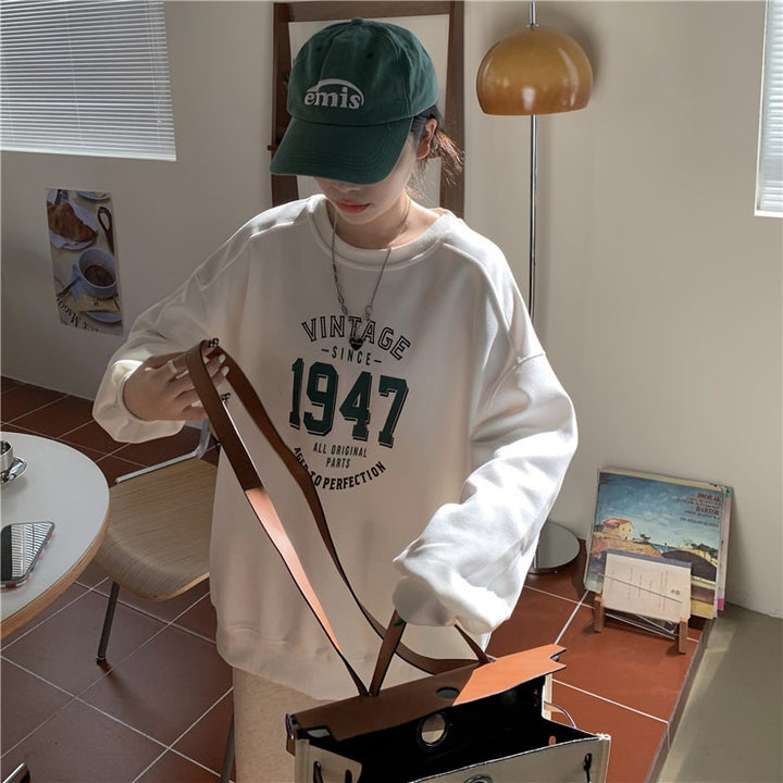 Dame Casual Oversized Sweatshirt med Vintage Print Skovae