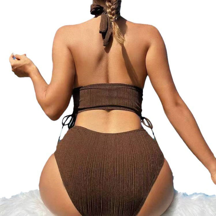 Dame Bikini-sæt med raffineret indpaknings-design og højt skåret trusse Stilla