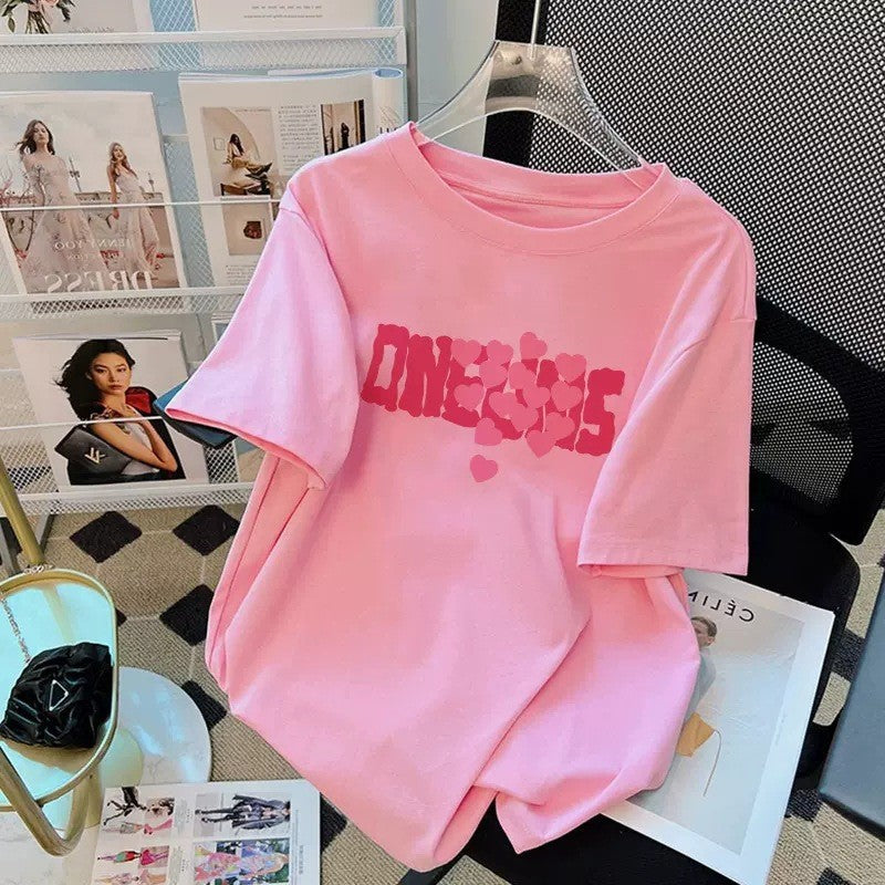 Dame Grafik T-shirt med kreativt hjerte-design Stilla