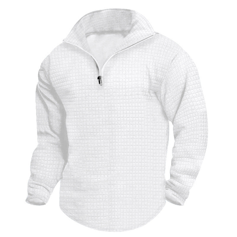 Herrer nan quilted thermo-halfzip med vaffelmønster, børstet foring og afrundet kant Skovae