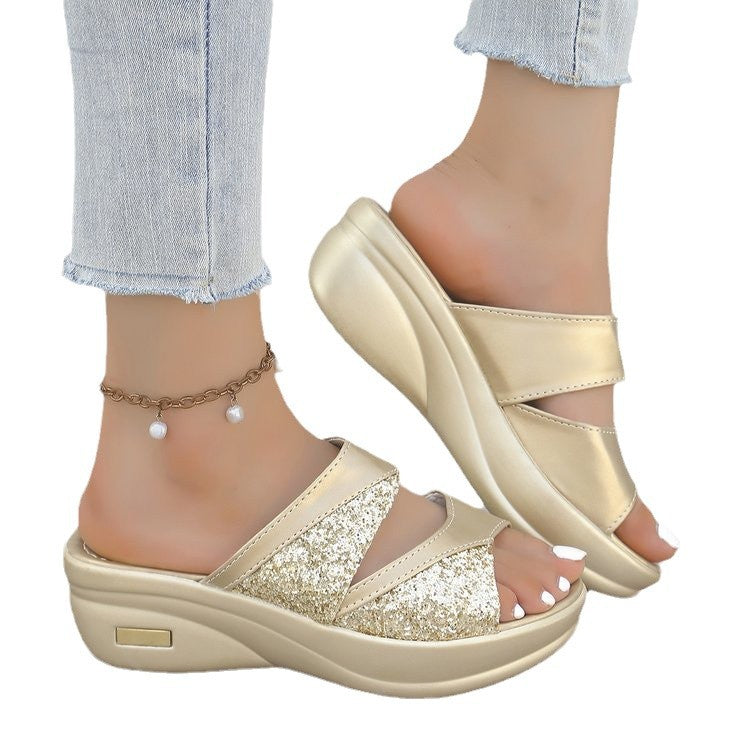 Dame Komfortable Sandaler med glitrende Riemende Design Stilla