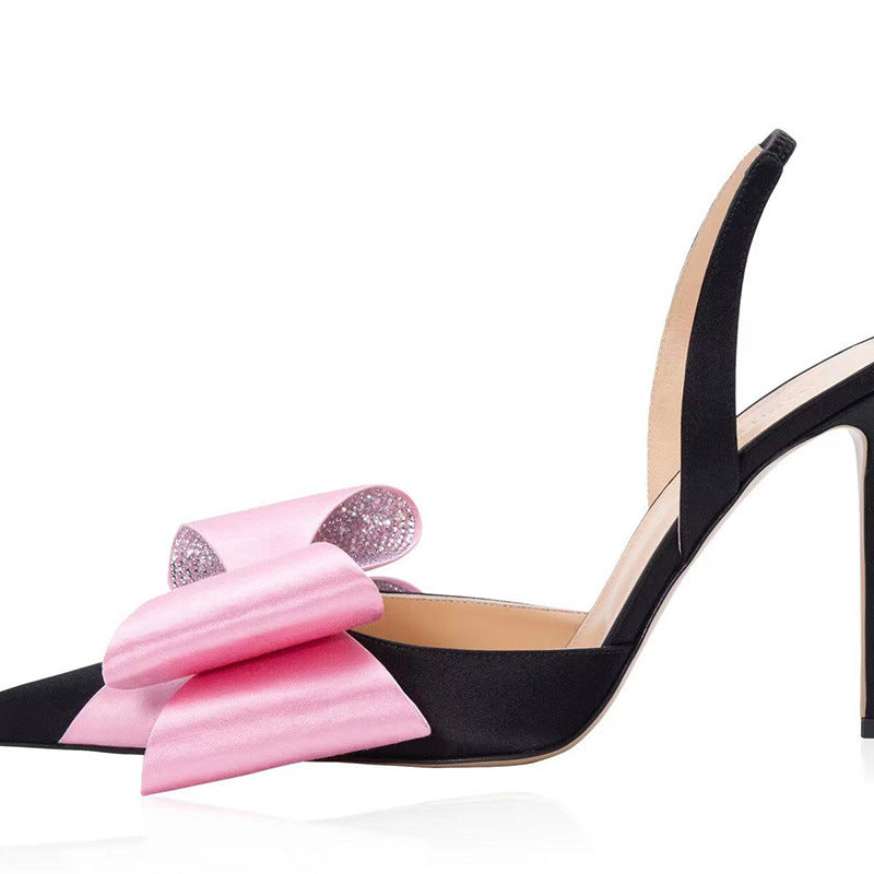 Dame højhælede slingback-pumps med strass-dækket sløjfe-detalje Stilla
