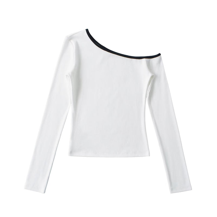 Dame Off-Shoulder Langærmet T-shirt med elegant kontrastdetalje Stilla