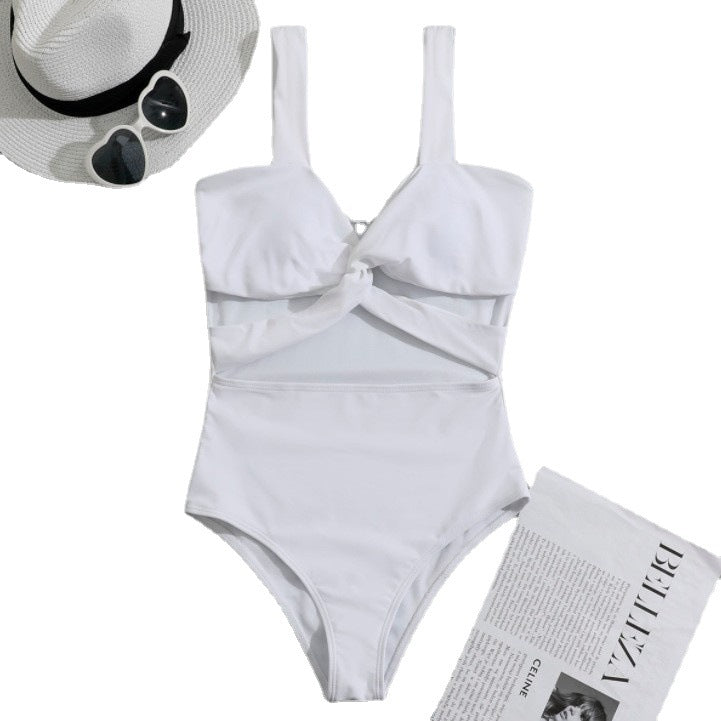 Dame one-piece badedragt med elegante volants detaljer Skovae