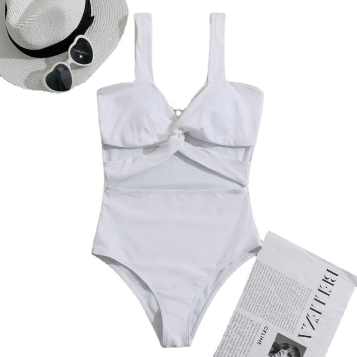 Dame one-piece badedragt med elegante volants detaljer Skovae