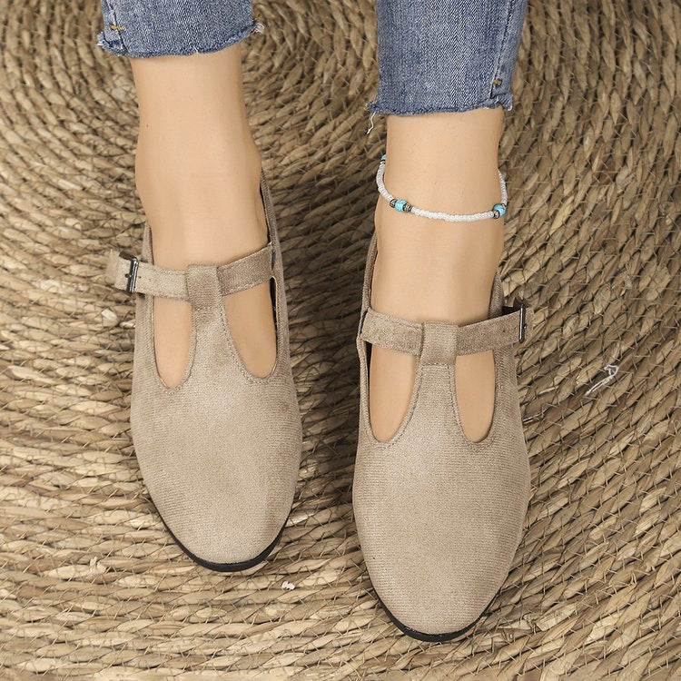 Dame nan slip-on kileballerina med lav kilehælhæl og polstret komfortfodbund Skovae