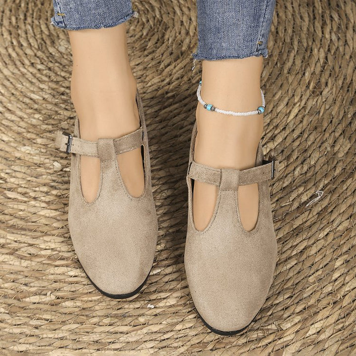 Dame nan slip-on kileballerina med lav kilehælhæl og polstret komfortfodbund Skovae