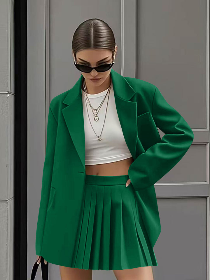 Dame Oversized Blazer med plisseret Nederdel Stilla