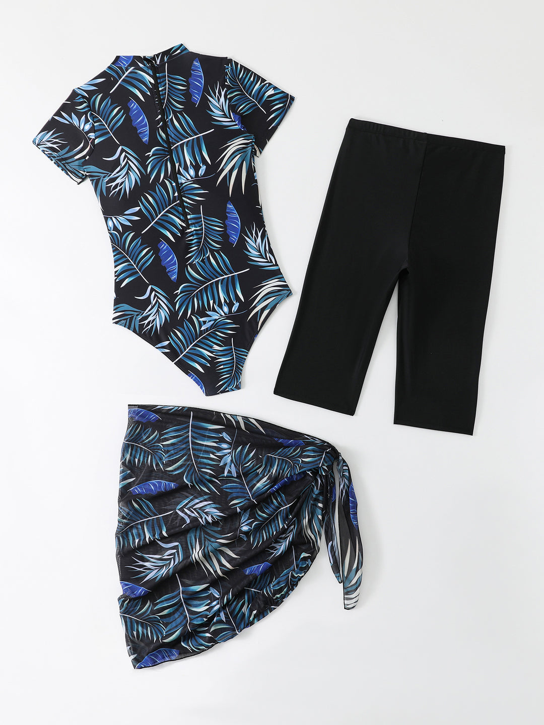 Dame Sporty Éntøj Badedragt med supplerende Leggings og Wrap nederdel Skovae