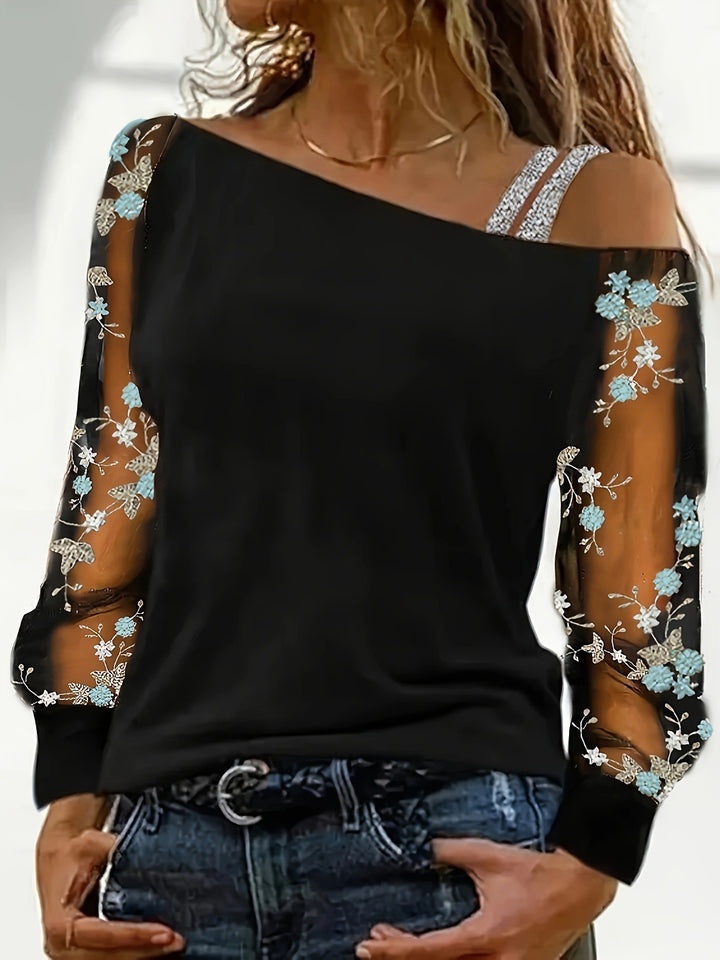 Damer Off-Shoulder Blomsterdekoreret Bluse Stilla