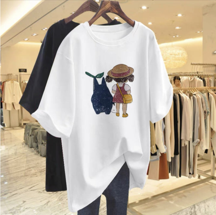 Dame T-Shirt med legende grafiktryk og afslappet snit Stilla