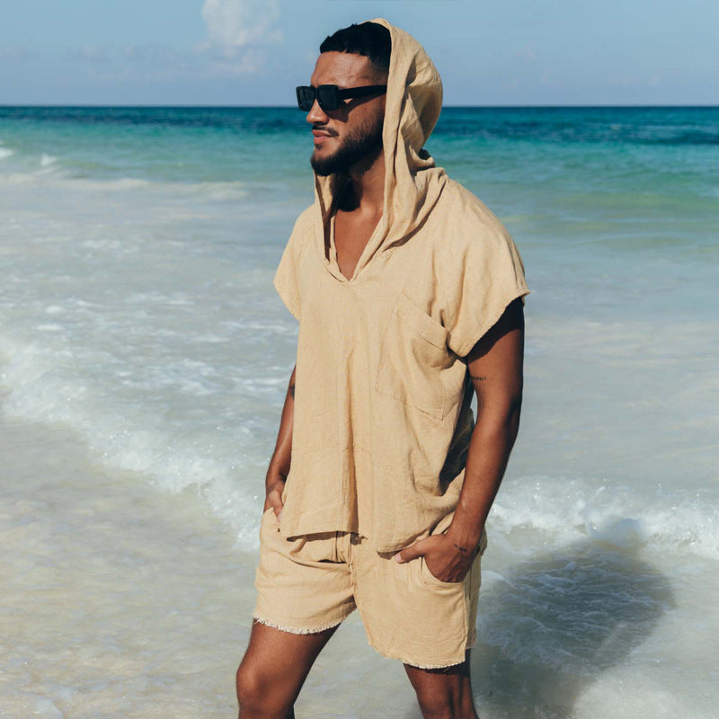 Herrer strandegned linned hoodie Stilla