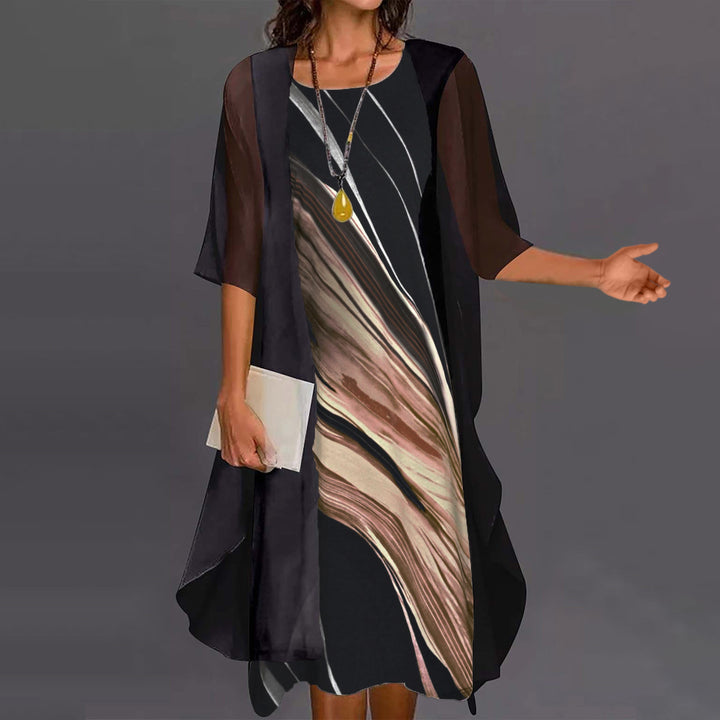 Dame Maxikjole med elegant chiffonoverdel Stilla