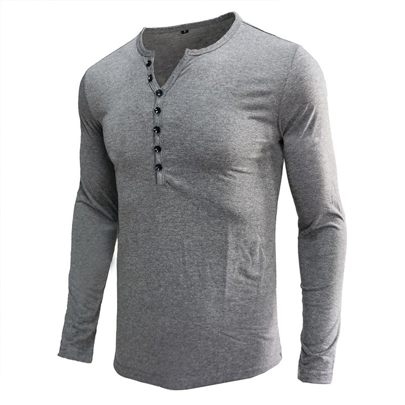 Herrer Langærmet Henley-Shirt i blød jersey med moderigtigt knapdesign Stilla