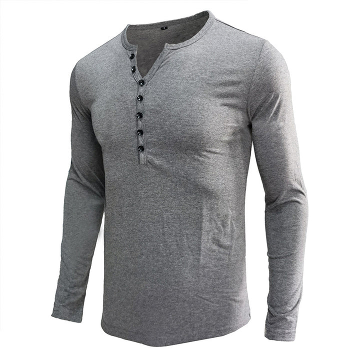 Herrer Langærmet Henley-Shirt i blød jersey med moderigtigt knapdesign Stilla