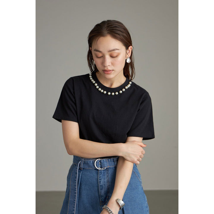 Dame Elegant Perleaccentueret Fritidsbluse Stilla