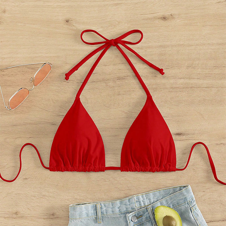 Dame triangel-bikini-top med justerbare stropper og raffinerede bindebånd Skovae