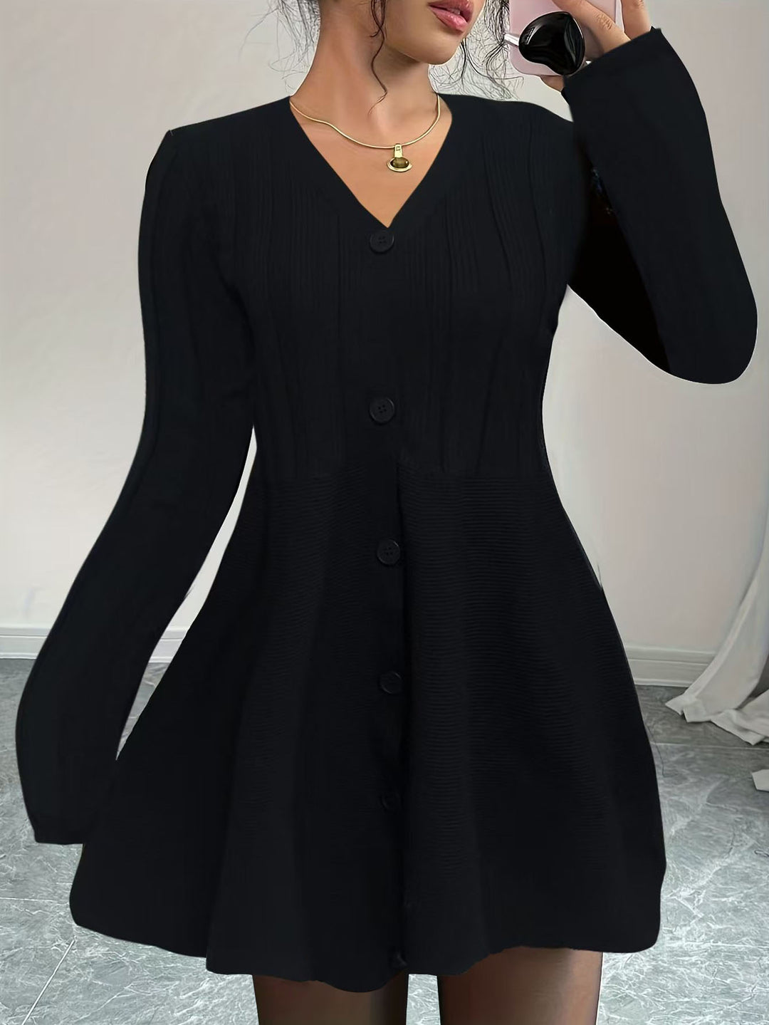 Femme Knap-Front Udstillet Kjole Stilla