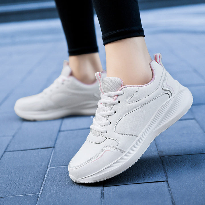 Unisex nan minimalistisk kunstlæder-sneakers med ergonomisk EVA-mellemsål og trækstrop Skovae