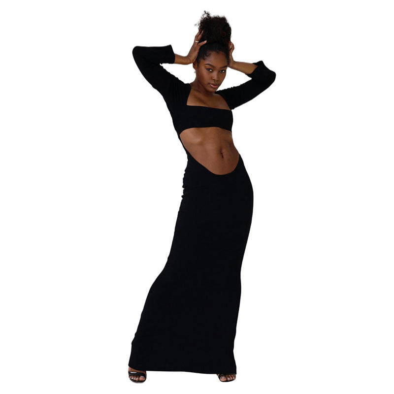 Damer elegant Maxikjole med cut-out-detaljer og lange ærmer Stilla