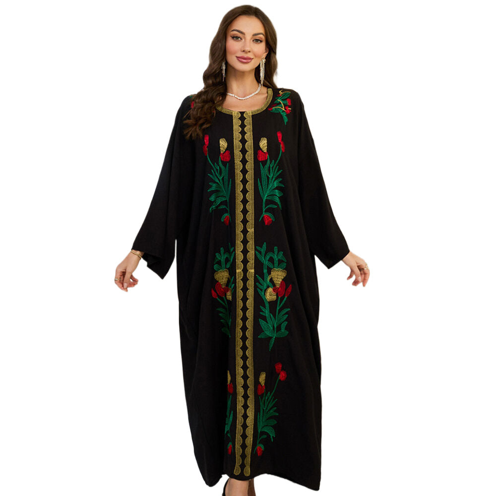 Dame Elegante Kaftan med kunstneriske florale broderier Stilla