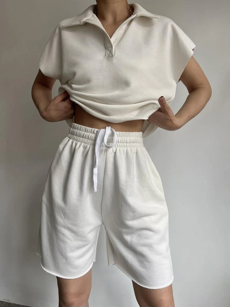Kvinders afslappede polo shirt og shorts sæt Skovae