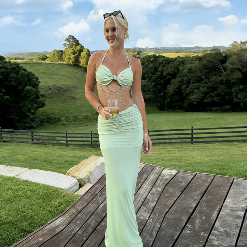 Damen Elegantes Wickelkleid mit geknotetem Oberteil und figurbetontem Schnitt Skovae