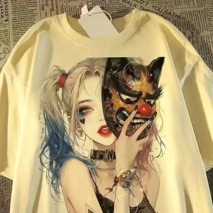 Dame T-shirt med unikt kunstnerisk tryk og afslappet skæring Stilla
