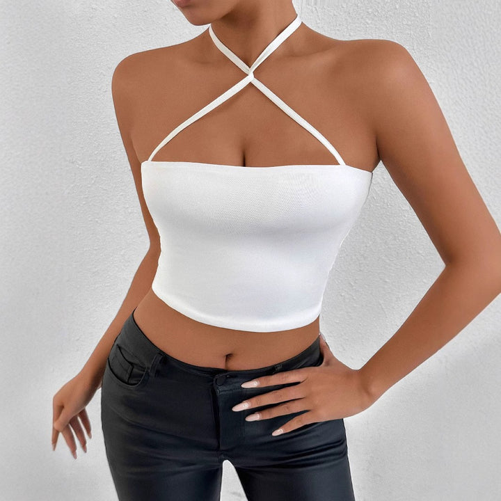 Dame Crop-Top med raffineret krydstræksdesign Skovae