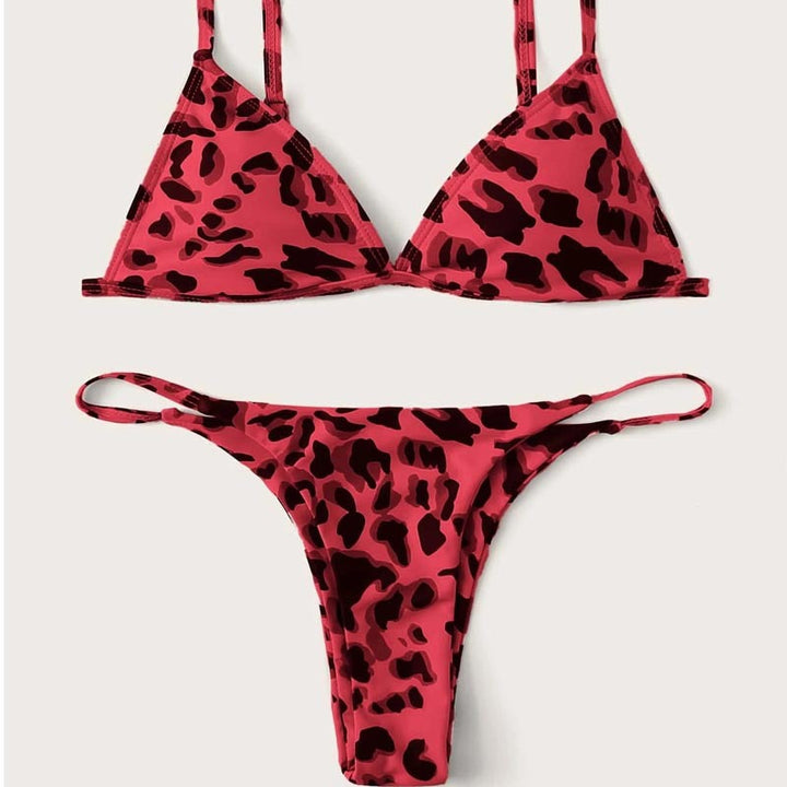 Dame triangel-bikini med spændende leopard-design Skovae