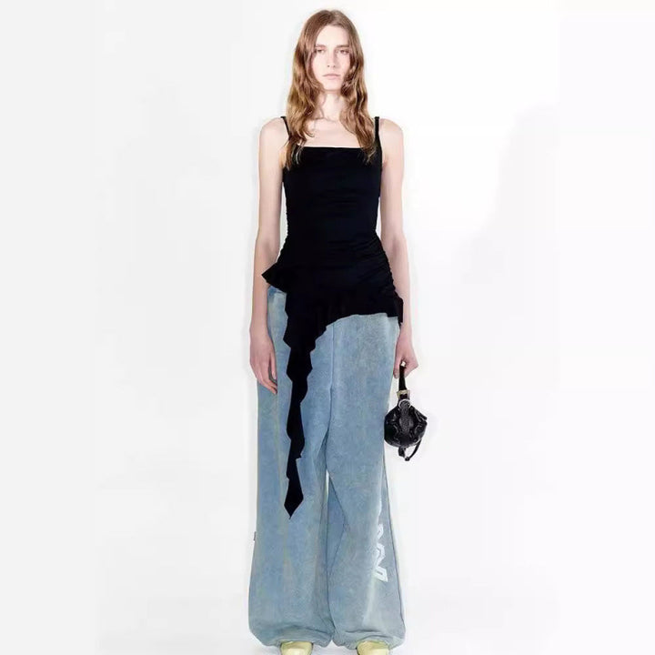 Dame asymmetrisk ruffles slip dress Stilla