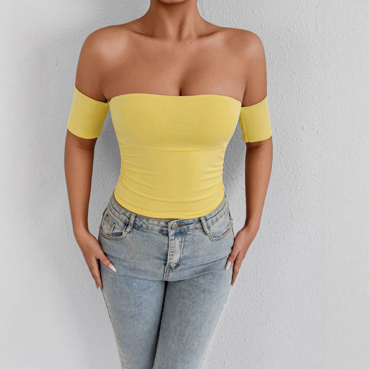 Dame Off-Shoulder Bluse i elastisk materiale med kropsformende snit Skovae