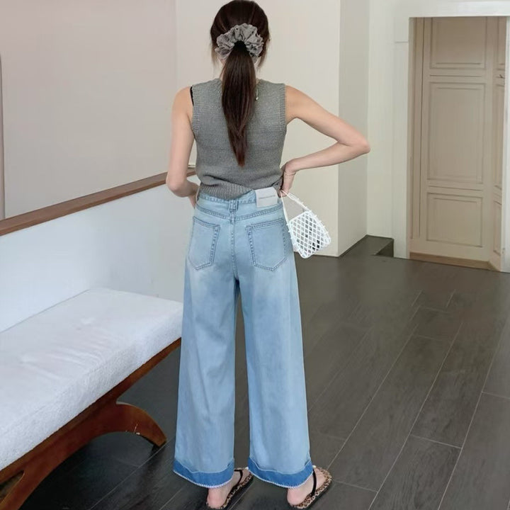 Dames bred jeans med høj talje og afslappet pasform Stilla