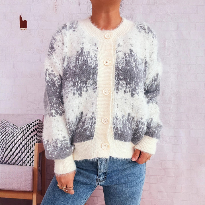 Kvinders cardigan med farverigt mønster Stilla