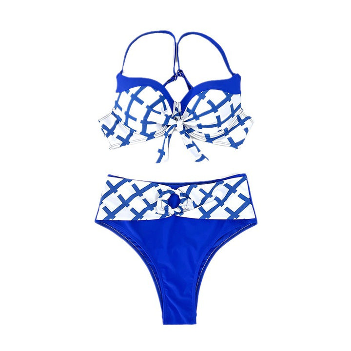 Dame bikini-sæt med elegant knude-design og høj talje Skovae