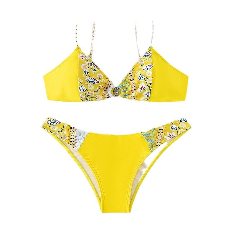 Dame Bikini-sæt med blomstret design og højskåret trusse Skovae