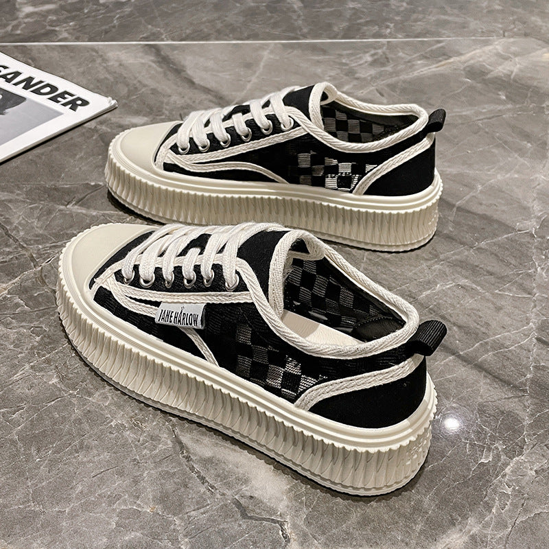Dame Sneakers med moderne ternet mønster og tyk gummisål Stilla