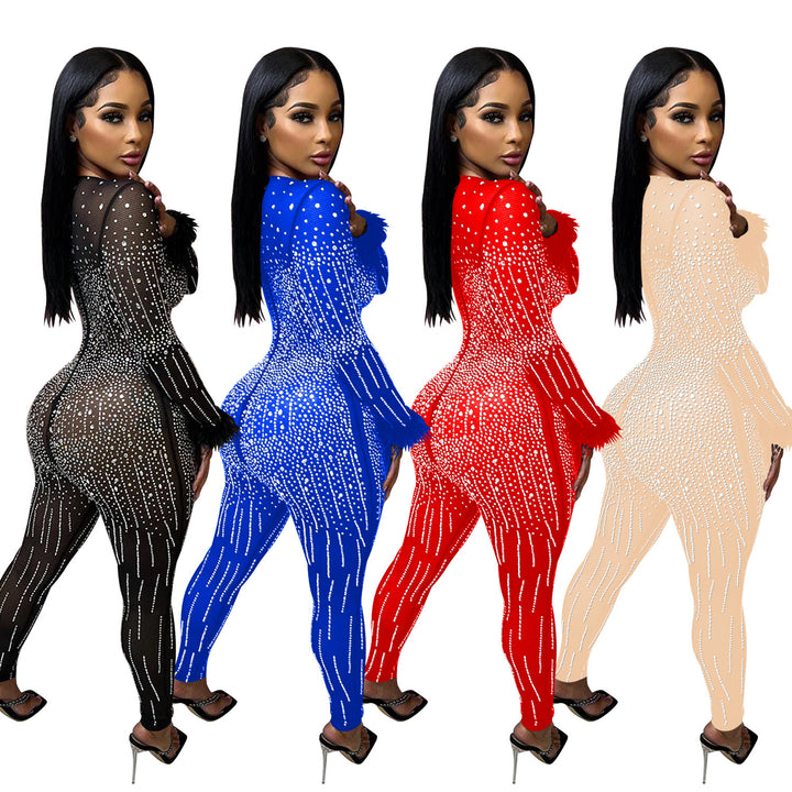 Dame Glamourøs Bodysuit med glitrende pailletter og elegant stribet design Stilla